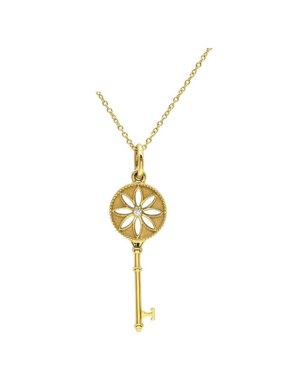 Tiffany & Co Necklace Daisy Key Pendant Yellow Gold YG Diamond